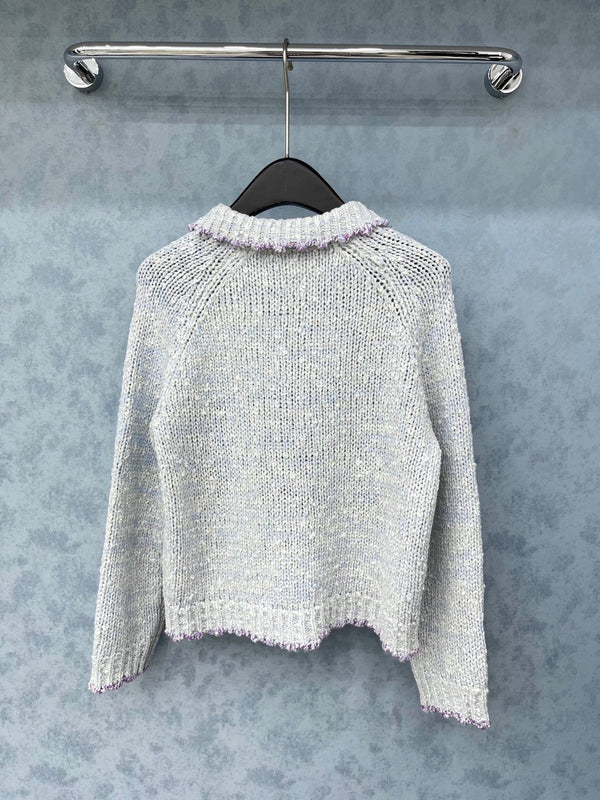 Cardigan CC 2025 Gris clair mélangé Violet Laine 325877
