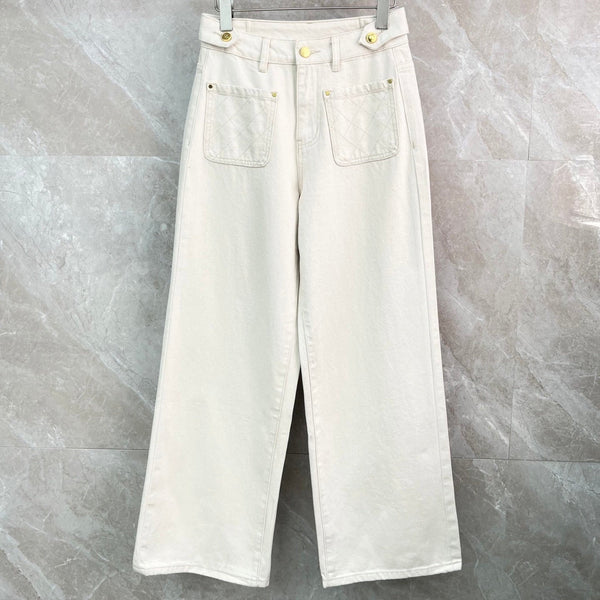 CD Jean large matelassé en jean blanc cassé Coton 351186