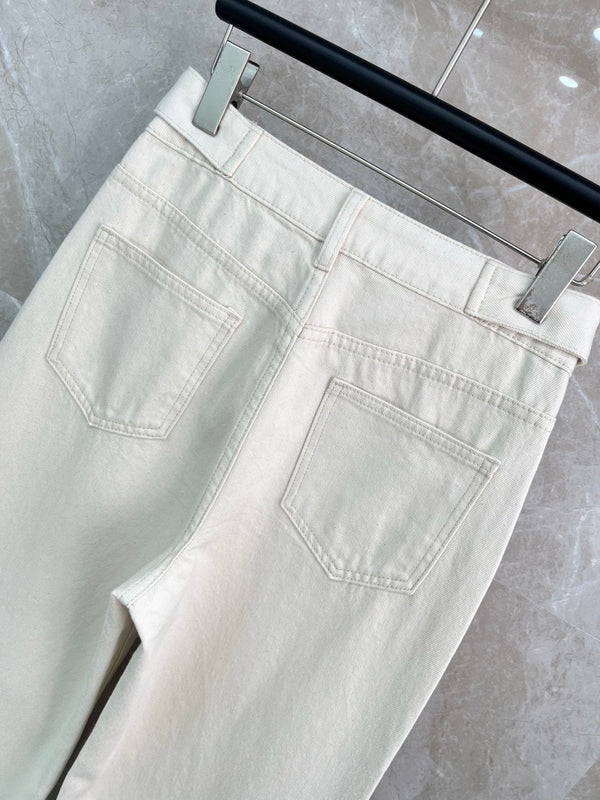 CD Jean large matelassé en jean blanc cassé Coton 351186