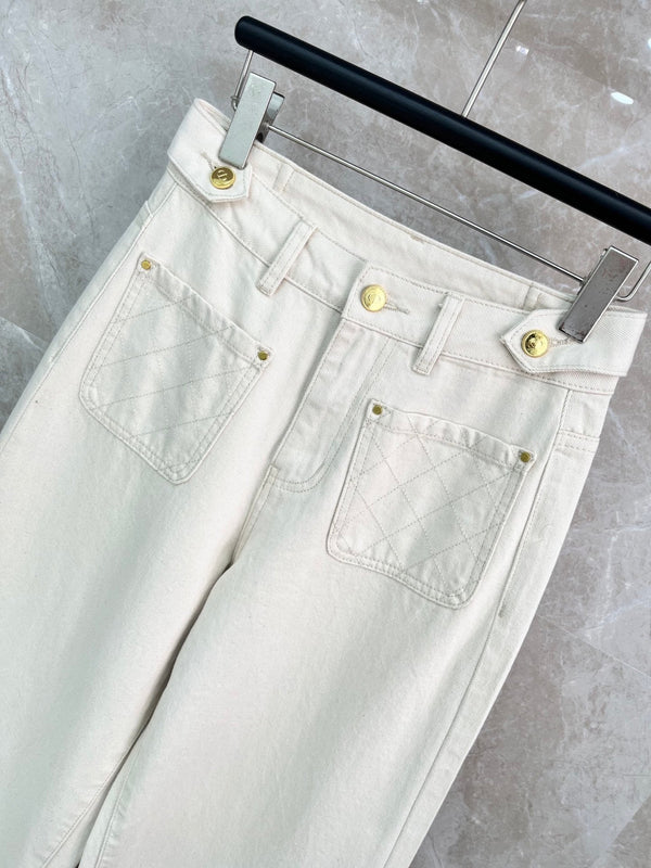 CD Jean large matelassé en jean blanc cassé Coton 351186
