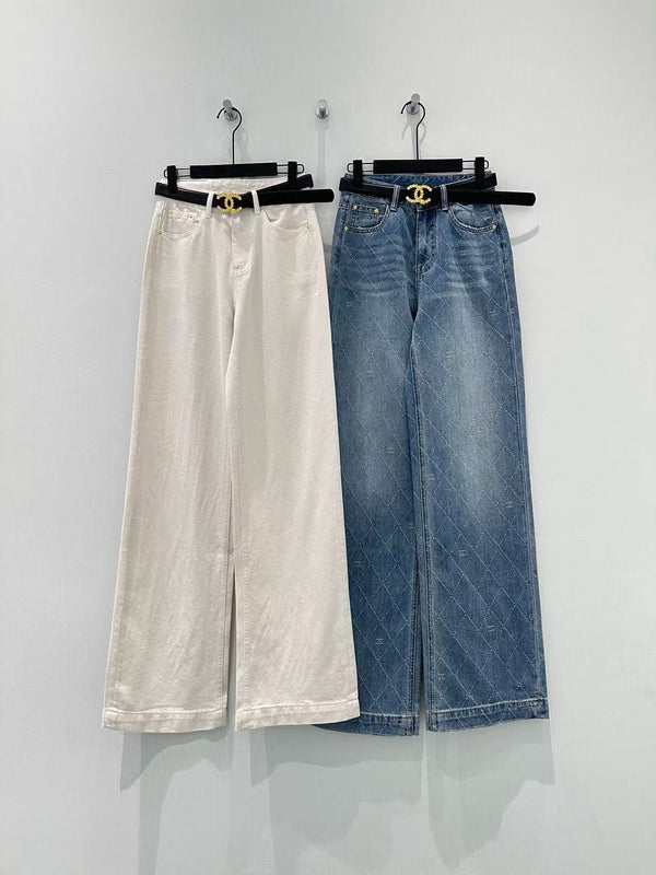 Jean en coton et polyester à motif losanges CC 351233