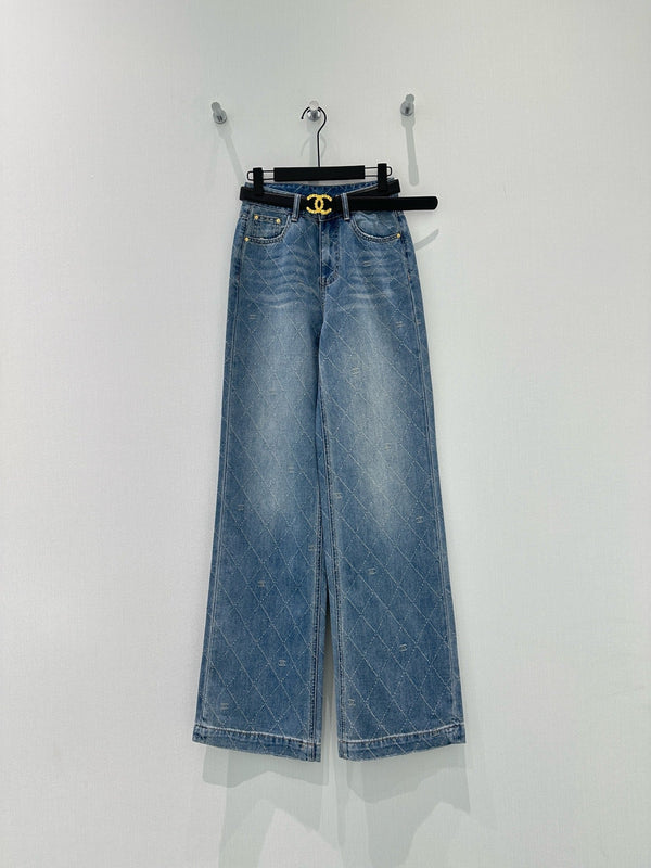 Jean en coton et polyester à motif losanges CC 351233
