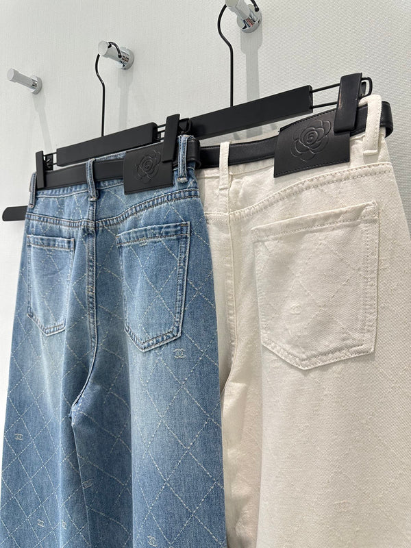 Jean en coton et polyester à motif losanges CC 351233