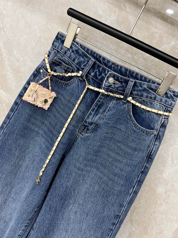 Jean coupe droite CC en denim délavé bleu 351241