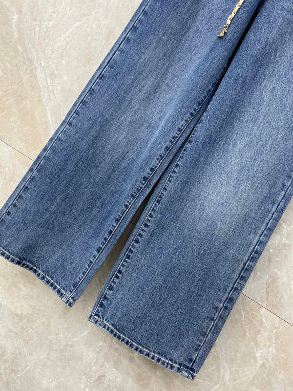 Jean coupe droite CC en denim délavé bleu 351241