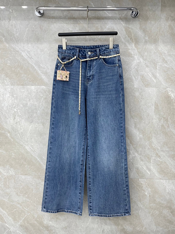Jean coupe droite CC en denim délavé bleu 351241