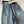 CC Jean large en denim bleu à ceinture en strass 351177