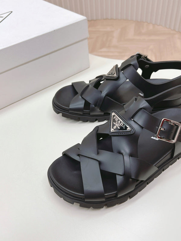 Sandali Pra con cinturini intrecciati 30 neri