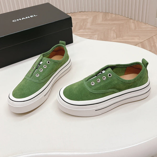 Double C Platform Biscuit Shoes Fabric Cool Green