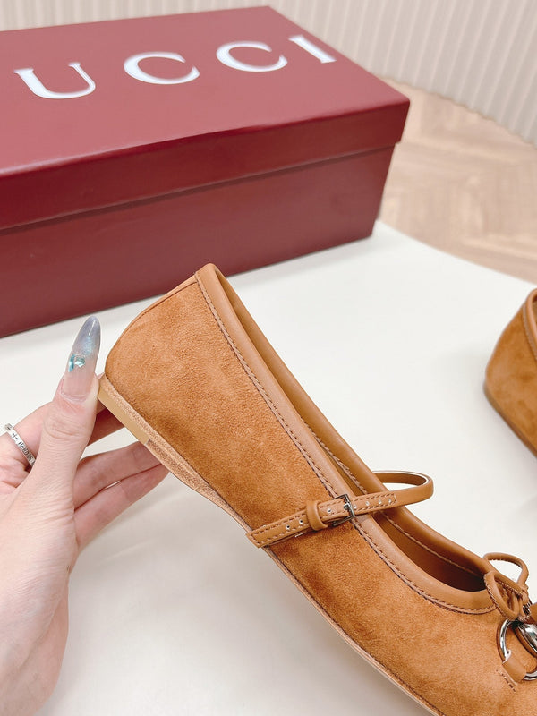GG BALLET FLAT CARAMEL SUEDE