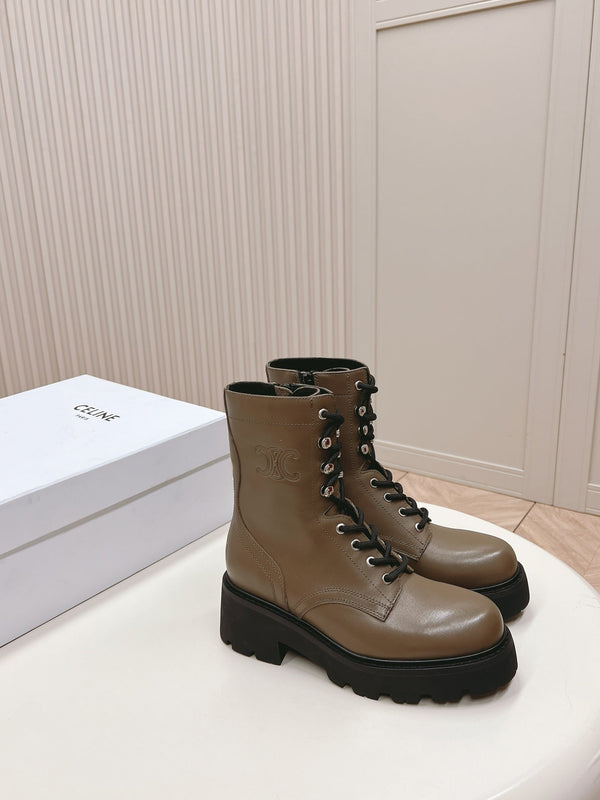 STIVALE TRIOMPHE RANGERS MID CON LACCI IN PELLE DI VITELLO MARRONE CIOCCOLATO