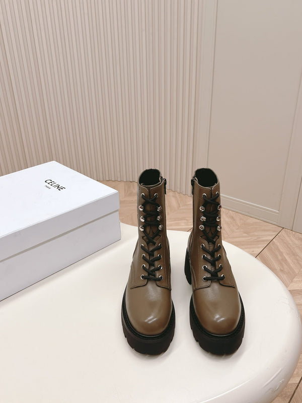 STIVALE TRIOMPHE RANGERS MID CON LACCI IN PELLE DI VITELLO MARRONE CIOCCOLATO