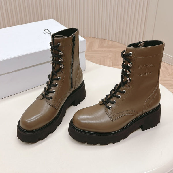 STIVALE TRIOMPHE RANGERS MID CON LACCI IN PELLE DI VITELLO MARRONE CIOCCOLATO