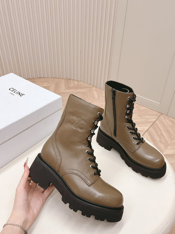 STIVALE TRIOMPHE RANGERS MID CON LACCI IN PELLE DI VITELLO MARRONE CIOCCOLATO