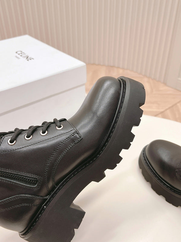 TRIOMPHE RANGERS MID LACE-UP BOOT IN BLACK CALFSKIN