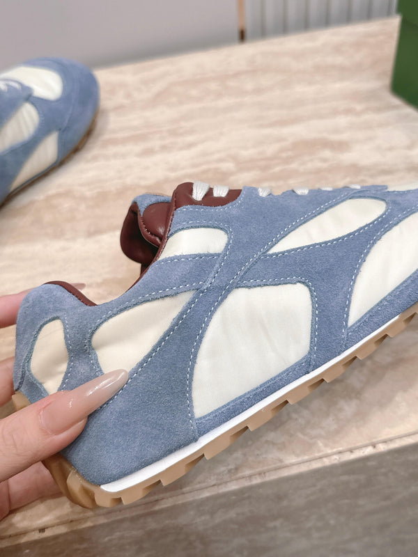 BV Orbit Flash Retro Sneake Cream Blue Fabric Suede 934415