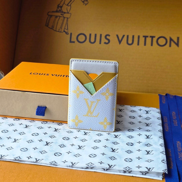 LV M15033 Porte-Cartes Magnet Grigio Giallo Monogram Glow Canvas e Pelle di Vacchetta