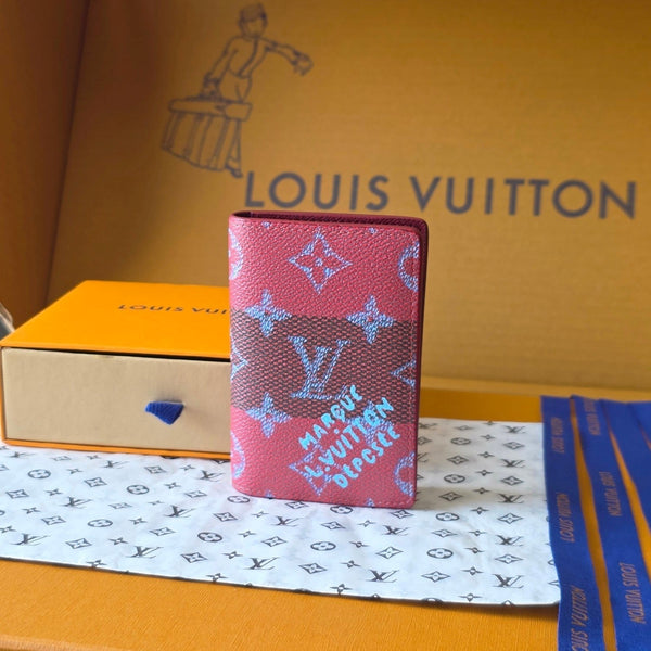 LV Pocket Organizer Rosso Nero Pelle di Vacchetta