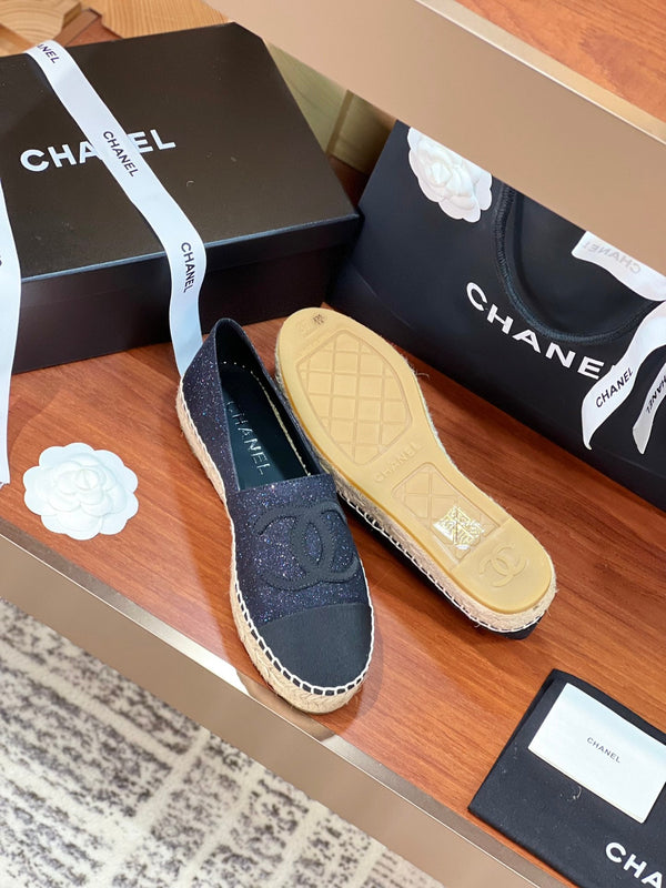 espadrillas cc in tessuto glitter nero