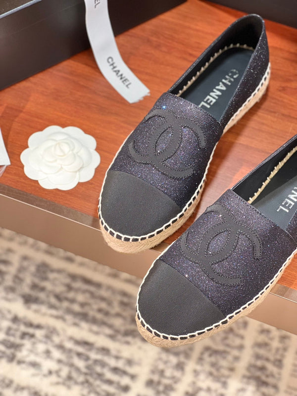 espadrillas cc in tessuto glitter nero