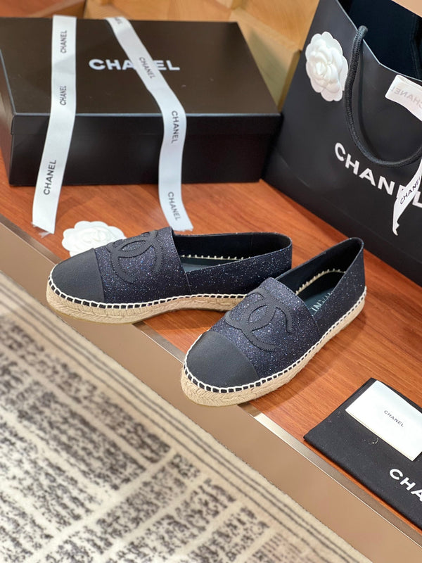 espadrillas cc in tessuto glitter nero