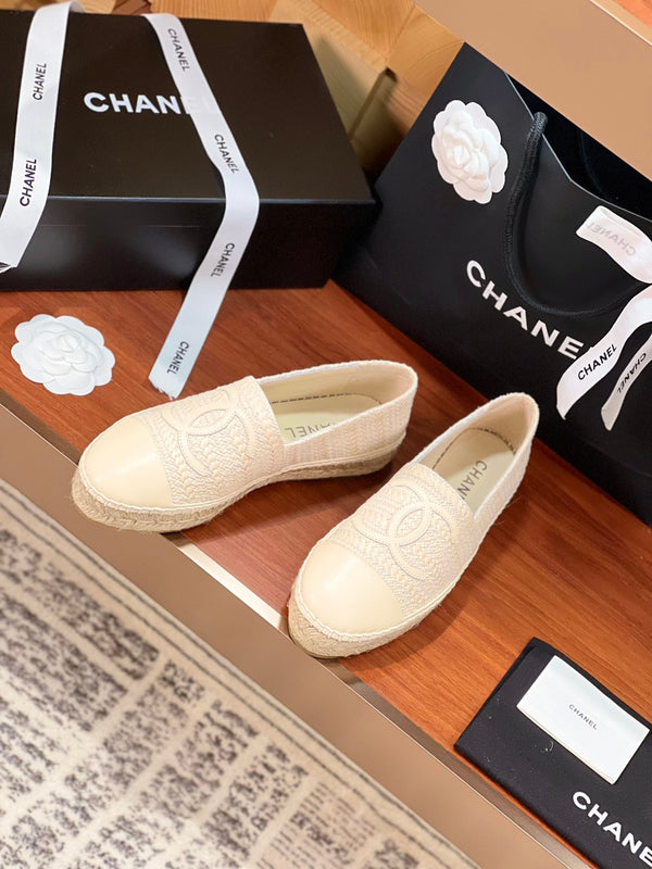cc espadrillas beige panno di lana beige pelle di agnello