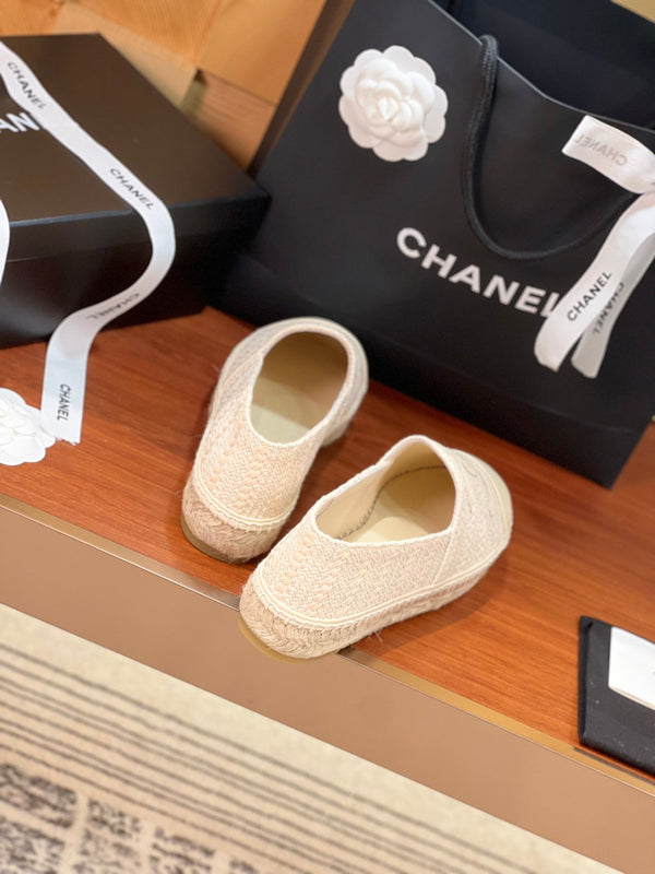 cc espadrillas beige panno di lana beige pelle di agnello