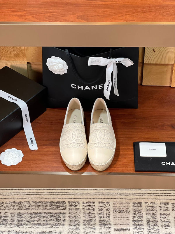 cc espadrillas beige panno di lana beige pelle di agnello