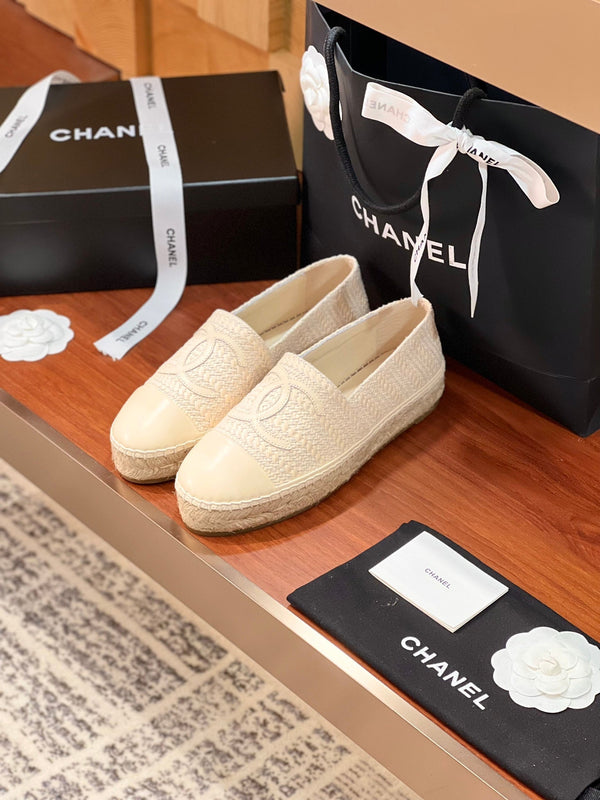 cc espadrillas beige panno di lana beige pelle di agnello