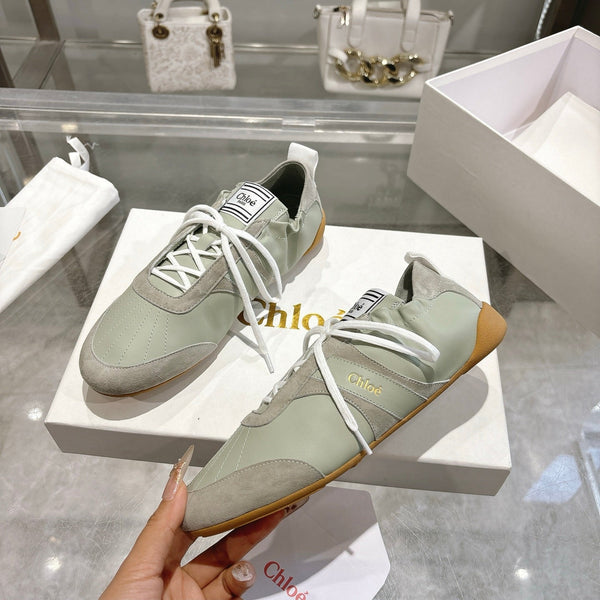 Chloe ballet flat casual shoes light sage green cowhide 518813