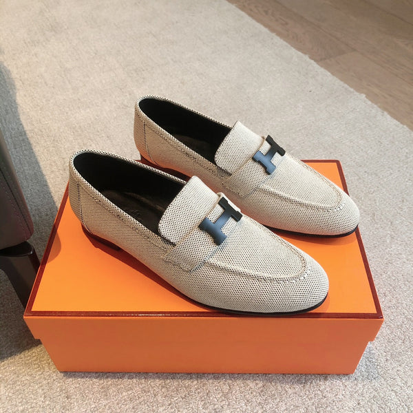 Mocassino Paris in tela grigia con fibbia nera con firma 509369