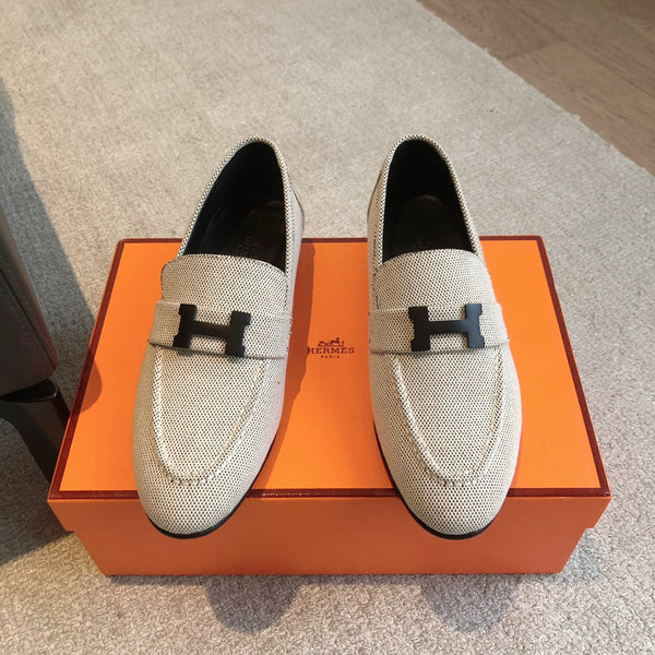 Mocassino Paris in tela grigia con fibbia nera con firma 509369