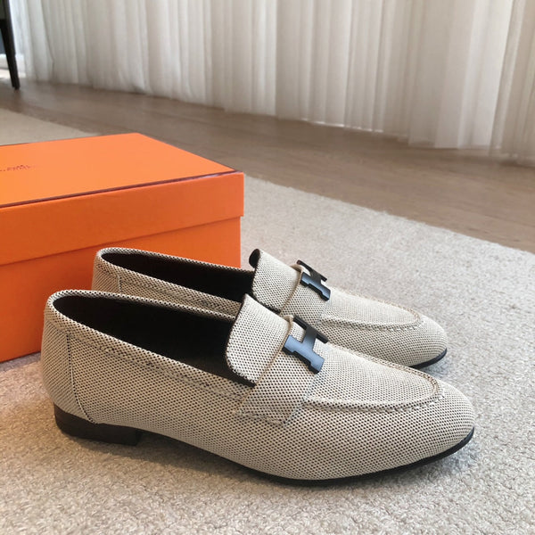 Mocassino Paris in tela grigia con fibbia nera con firma 509369