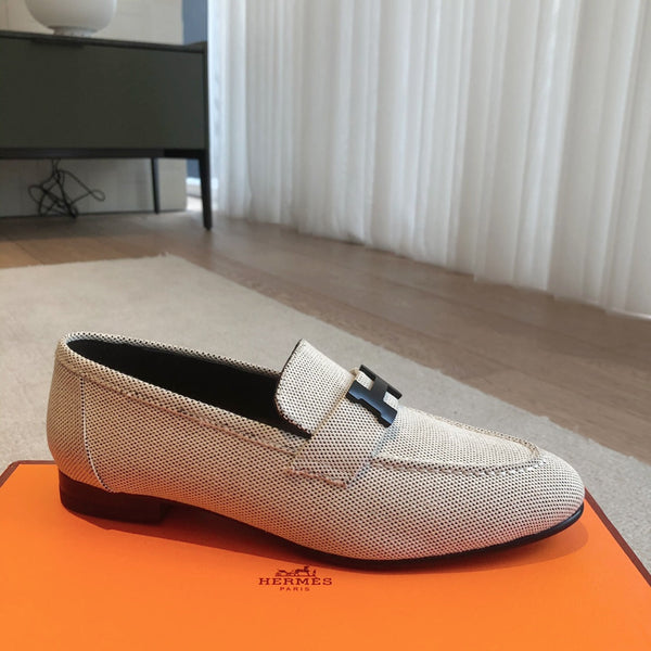 Mocassino Paris in tela grigia con fibbia nera con firma 509369