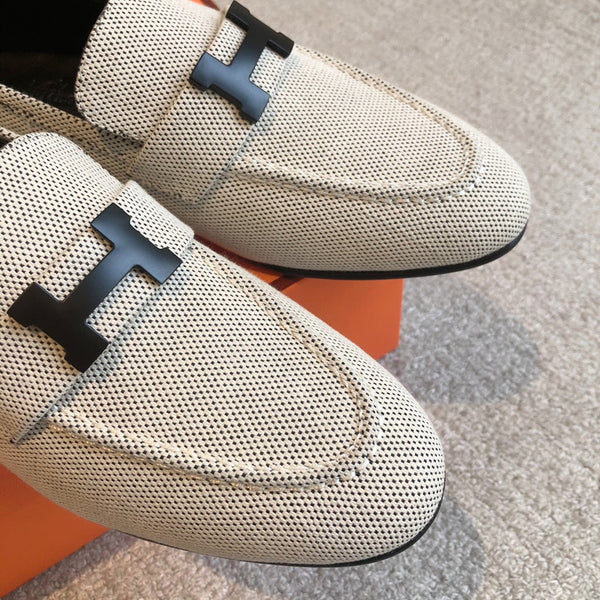 Mocassino Paris in tela grigia con fibbia nera con firma 509369