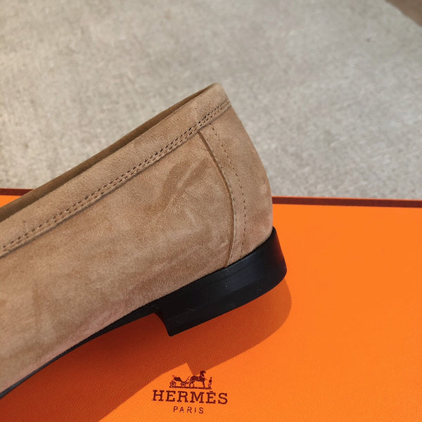 Paris Loafer Light Brown Suede Calfskin With Pink Gold Signature Buckle 509373