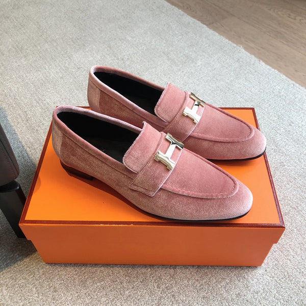 Paris Loafer Pink Velvet Fabric With Pink Gold Signature Buckle 509392