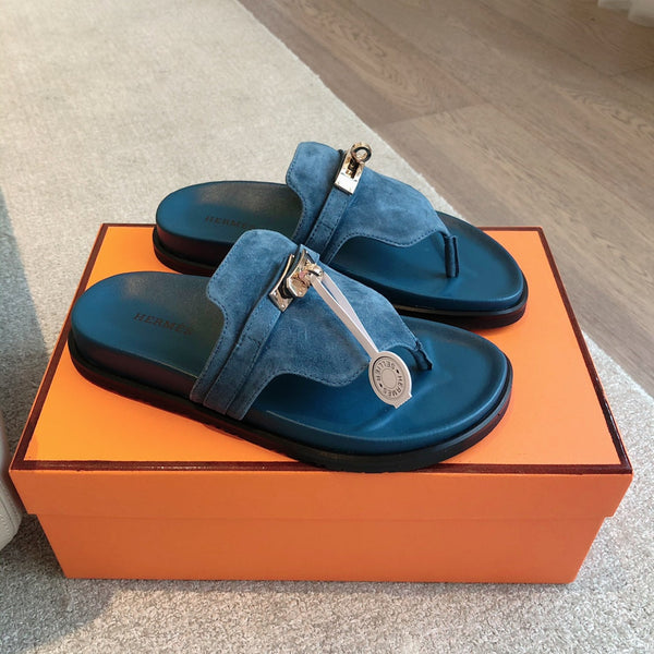 Empire Sandal Blue Lambskin Suede Goatskin