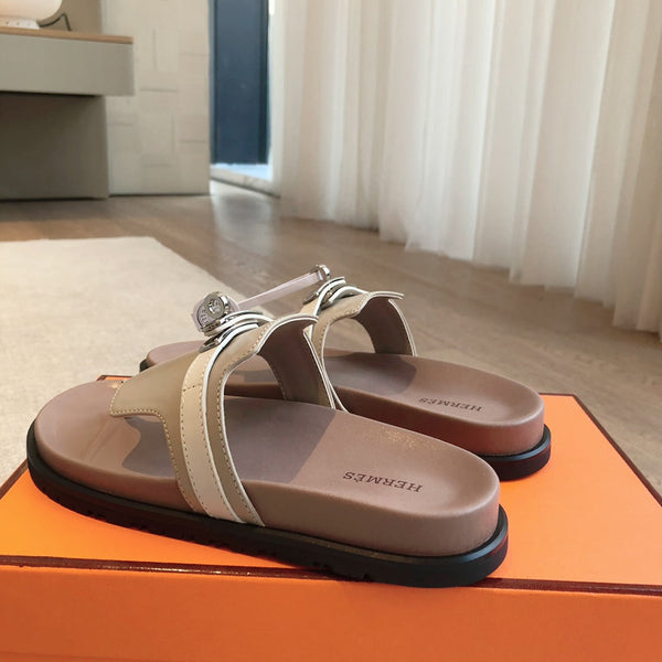 Empire Sandal Soft Taupe Brown Goatskin