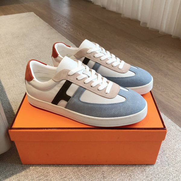 HM BOOMERANG SNEAKER STONE SUEDE AND WHITE CALFSKIN