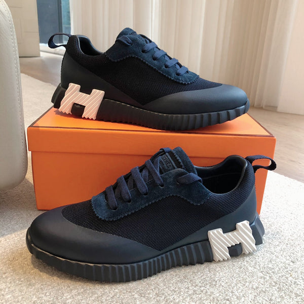 HM Men's 25 Bouncing Sneaker Navy Blue Mesh Cowhide 639254