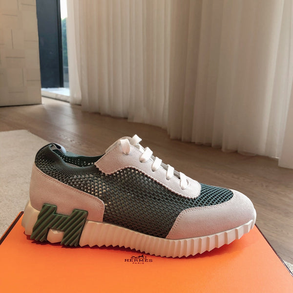 HM Men's 25 Sneaker Green Mesh Suede 541302