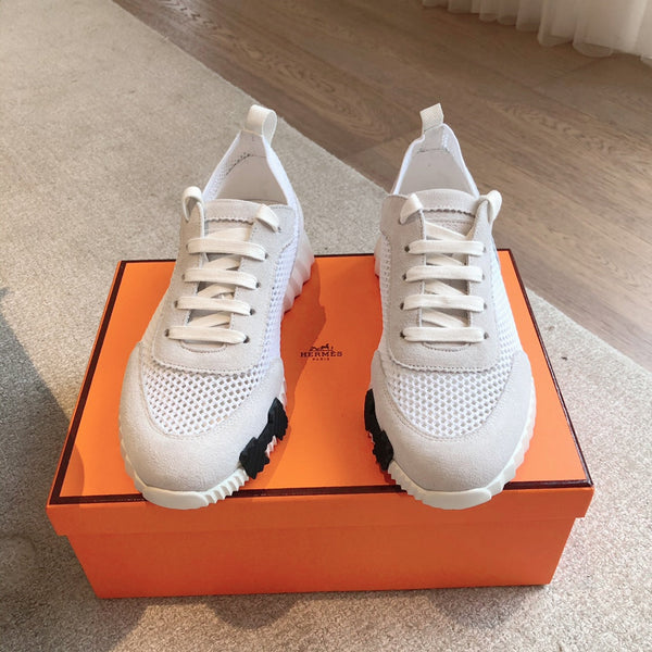 HM Men's 25 Sneaker White Mesh Suede 541304