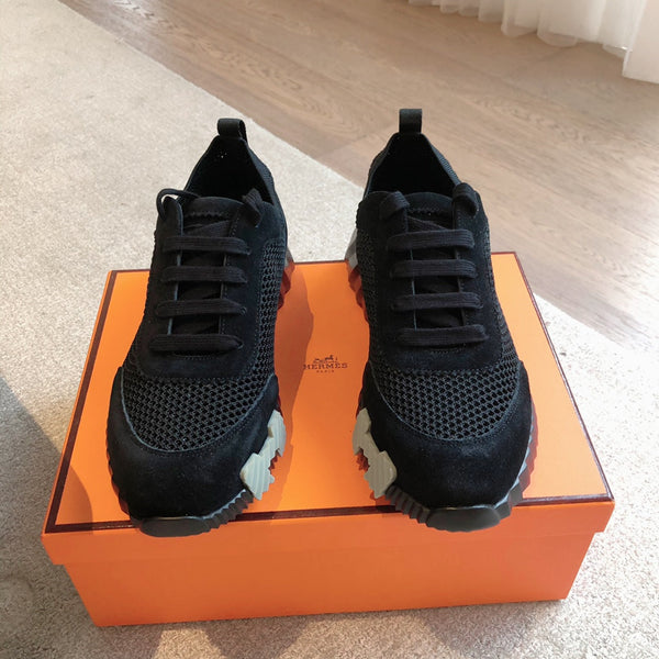 HM Men's 25 Sneaker Black Mesh Suede 541305