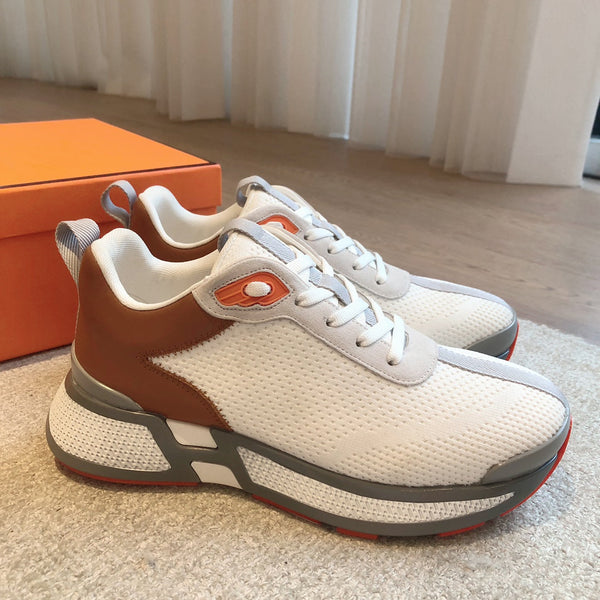 Sneaker HM Heros in pelle di vitello e tessuto a rete bianco grigio marrone arancione 970869