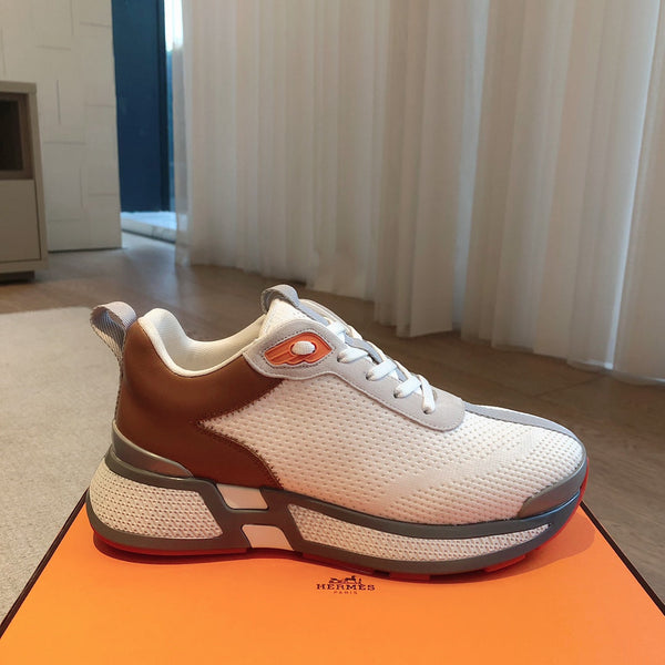 Sneaker HM Heros in pelle di vitello e tessuto a rete bianco grigio marrone arancione 970869