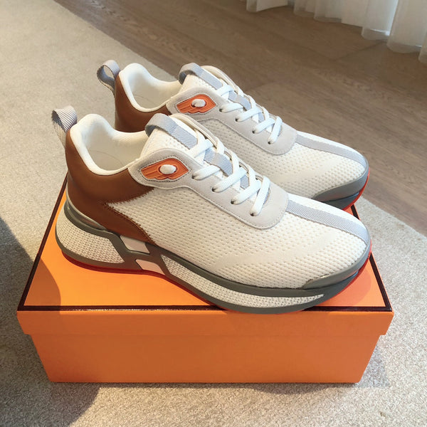 Sneaker HM Heros in pelle di vitello e tessuto a rete bianco grigio marrone arancione 970869