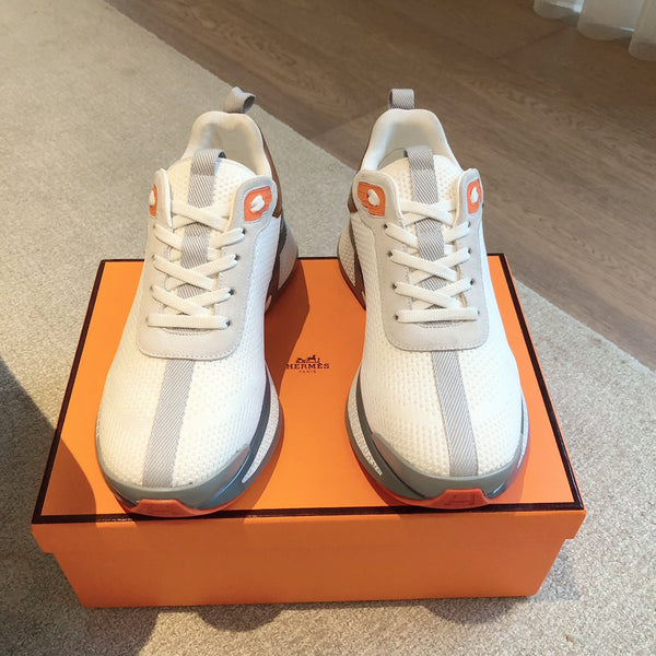 Sneaker HM Heros in pelle di vitello e tessuto a rete bianco grigio marrone arancione 970869