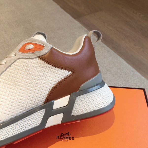 Sneaker HM Heros in pelle di vitello e tessuto a rete bianco grigio marrone arancione 970869