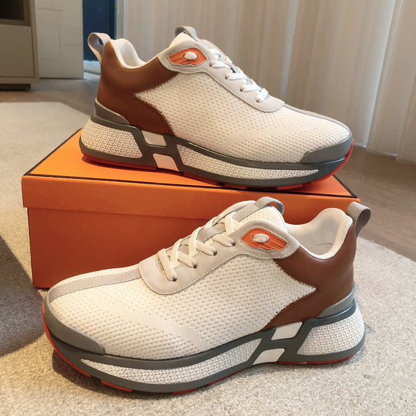 Sneaker HM Heros in pelle di vitello e tessuto a rete bianco grigio marrone arancione 970869